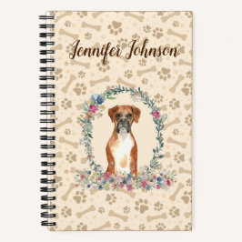 Cuaderno Impresión de hojas de perro de Boxer y corte flora