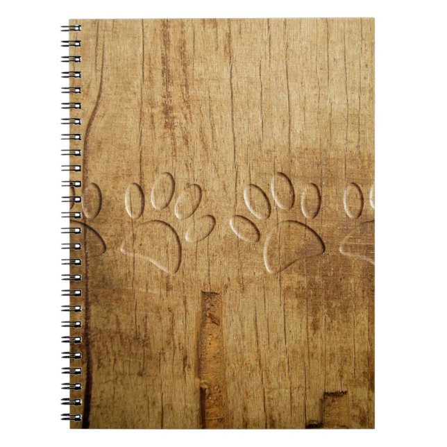 Cuaderno Impresión de hojas de perro de madera tallada (Frente)