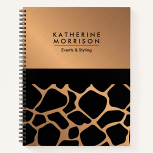 Cuaderno Impresión de jirafas de oro y negro