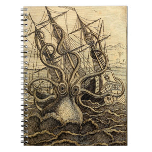 Cuaderno Impresión de Kraken de época