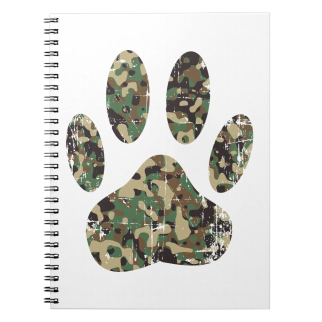 Cuaderno Impresión de la garra de perro de Camo con problem (Frente)