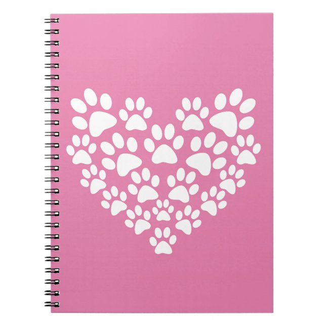 Cuaderno Impresión de la hoja rosa del corazón corto (Frente)