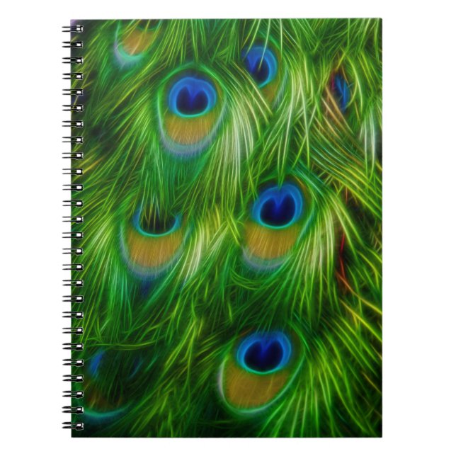 Cuaderno Impresión de la pluma del pavo real (Frente)