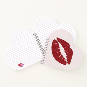 Cuaderno Impresión de lápiz labial rojo