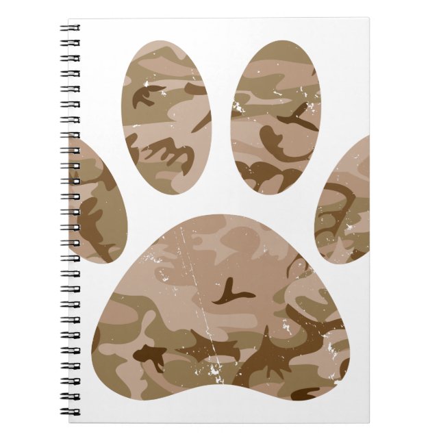 Cuaderno Impresión de las garras de perro del desierto Camo (Frente)