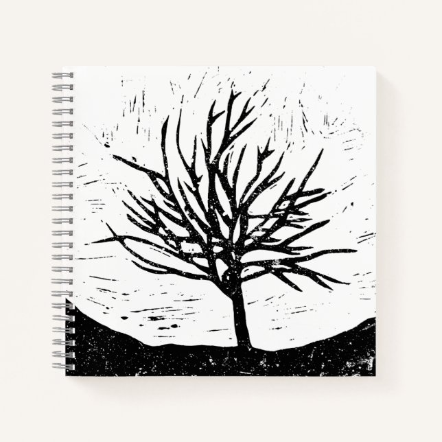 Cuaderno Impresión de león de árbol otoñal (Anverso)