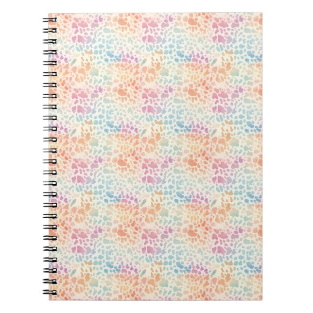 Cuaderno Impresión de leopardo acuarela arcoíris pastel (Frente)