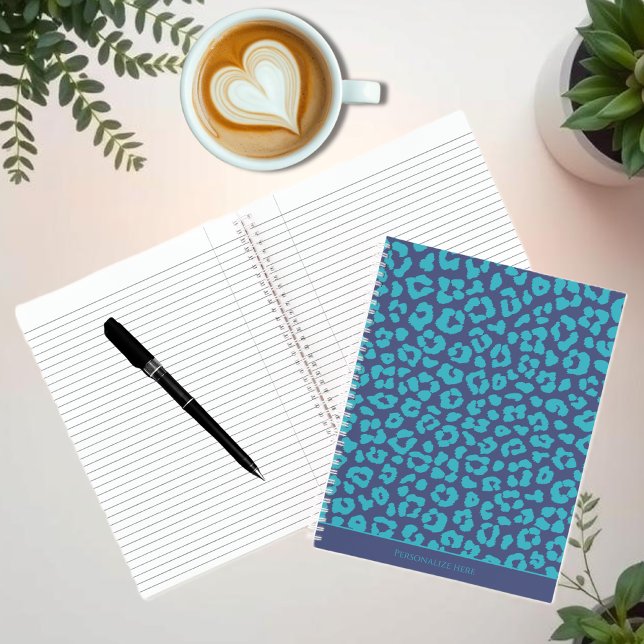Cuaderno Impresión de leopardo azul (Blue Leopard Print Notebook)