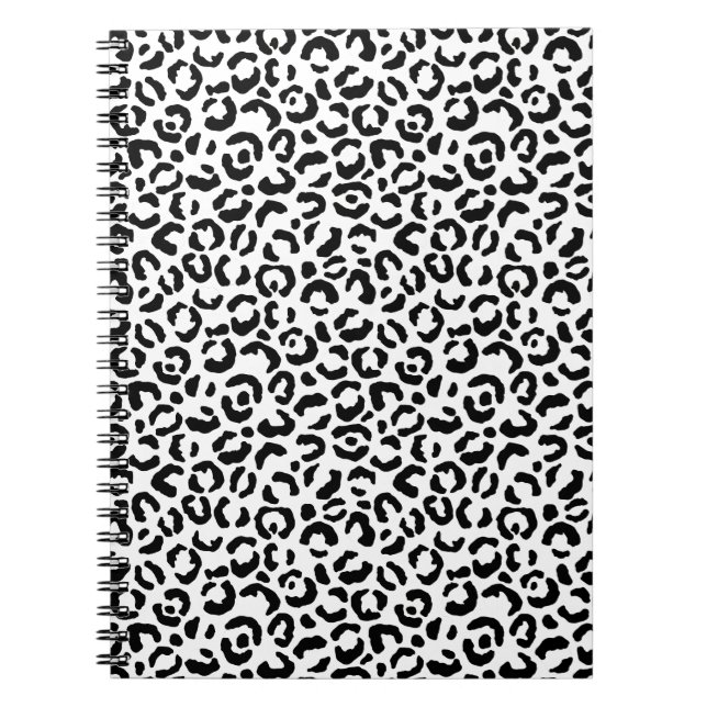 Cuaderno Impresión de Leopardo Blanco Negro (Frente)