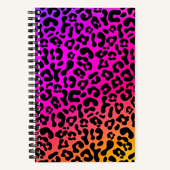 Cuaderno Impresión de leopardo de arcoíris atrevido diverti (Anverso)