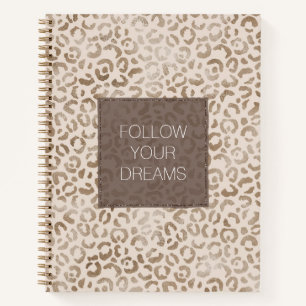 Cuaderno Impresión de leopardo de color marrón crema     