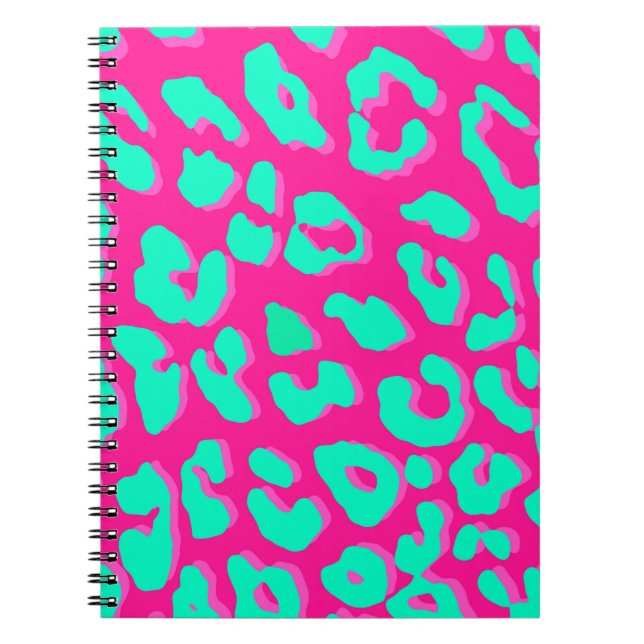 Cuaderno Impresión de leopardo de impresión de tinta rosa (Frente)