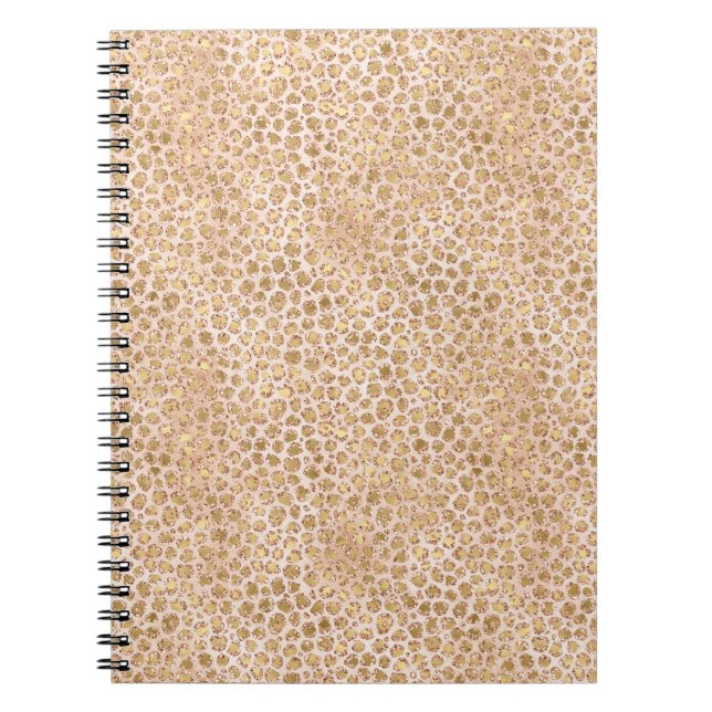 Cuaderno Impresión de leopardo de oro Girly Purpurina (Frente)