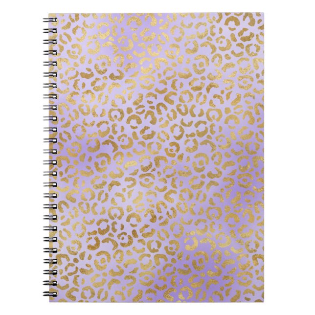 Cuaderno Impresión de leopardo de oro morado (Frente)