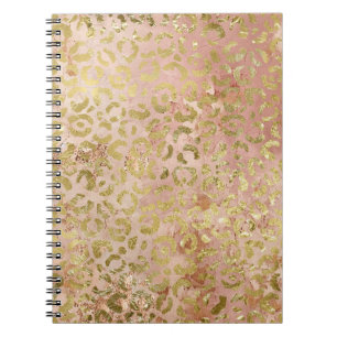 Cuaderno Impresión de Leopardo de Oro Rosa