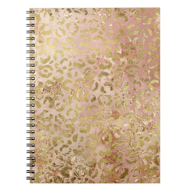Cuaderno Impresión de Leopardo de Oro Rosa (Frente)