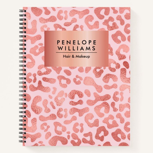 Cuaderno Impresión de Leopardo de Oro Rosa (Anverso)