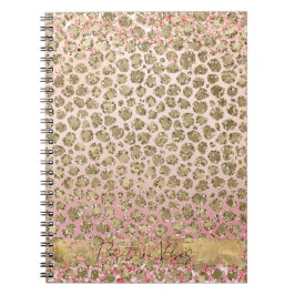 Cuaderno Impresión de leopardo de oro rosado