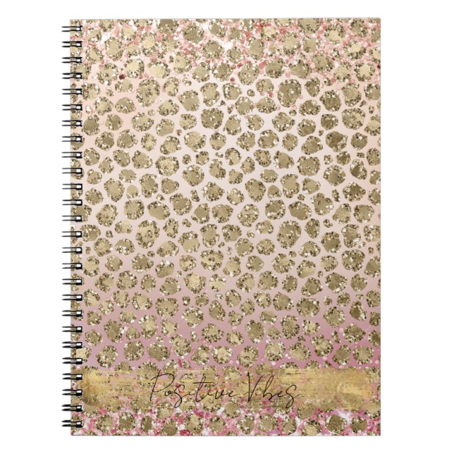 Cuaderno Impresión de leopardo de oro rosado (Frente)