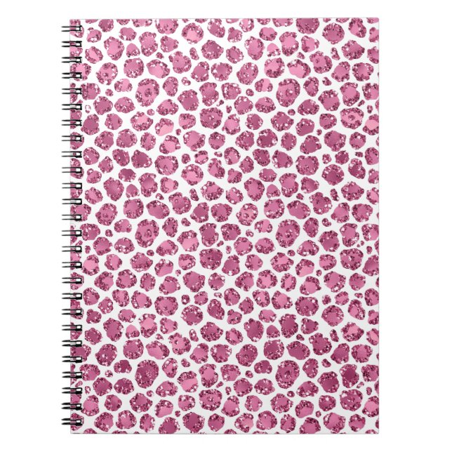 Cuaderno Impresión de leopardo de Purpurina de Glam Blanco  (Frente)