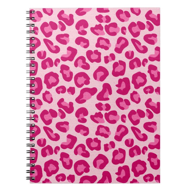 Cuaderno Impresión de leopardo en rosa pastel, rosa calient (Frente)
