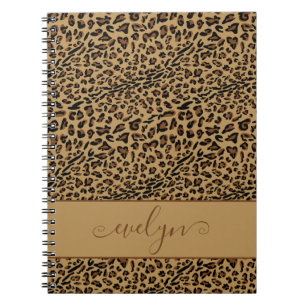 Cuaderno Impresión de leopardo marrón y negro personalizada