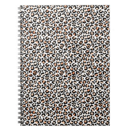 Cuaderno Impresión de Leopardo Negro de Peach blanco