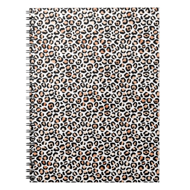 Cuaderno Impresión de Leopardo Negro de Peach blanco (Frente)