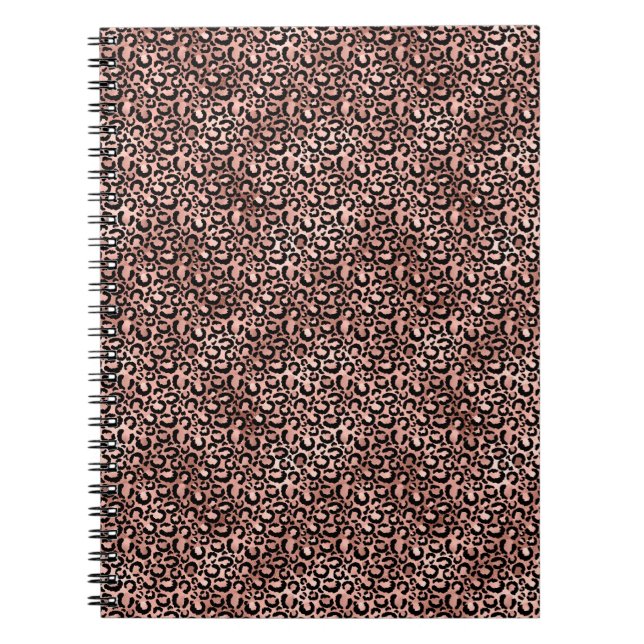 Cuaderno Impresión de leopardo negro rosa (Frente)