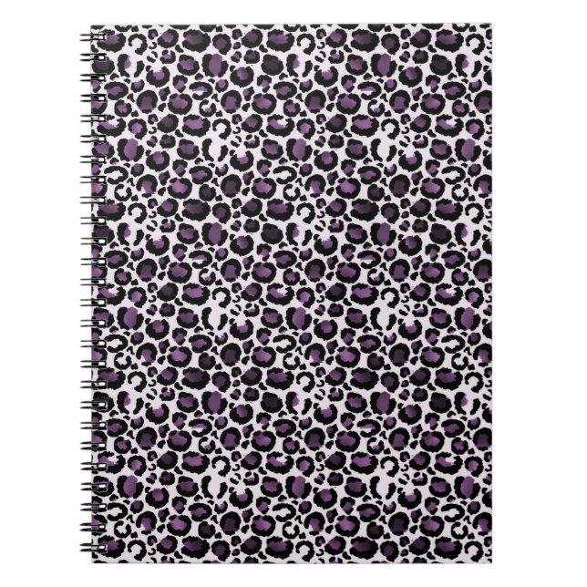 Cuaderno Impresión de leopardo púrpura negro (Frente)
