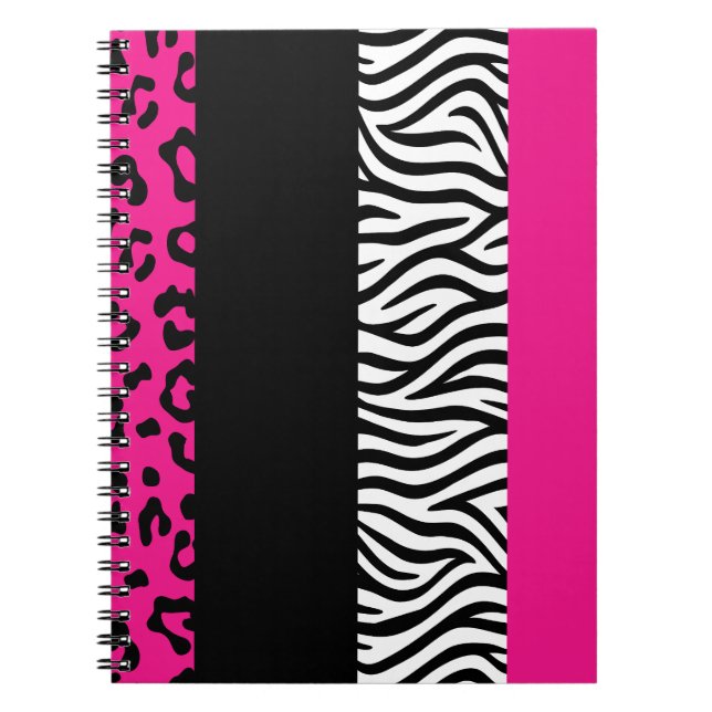 Cuaderno Impresión de leopardo rosa caliente y de cebra ani (Frente)