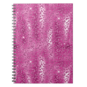 Cuaderno Impresión de leopardo rosa de brillo blanco