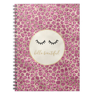 Cuaderno Impresión de Leopardo Rosa de Oro Girly Black Eyel