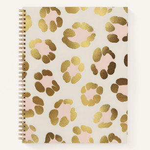 Cuaderno Impresión de leopardo rosa pastel y dorado Chic An