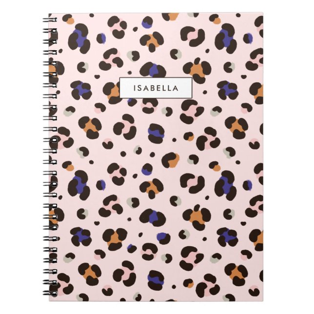 Cuaderno Impresión de leopardo rosa personalizada (Frente)