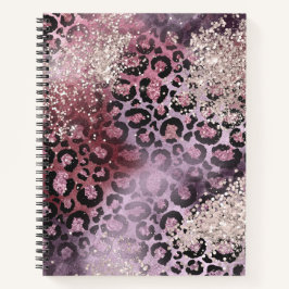 Cuaderno Impresión de leopardo rosa y morado Purpurina