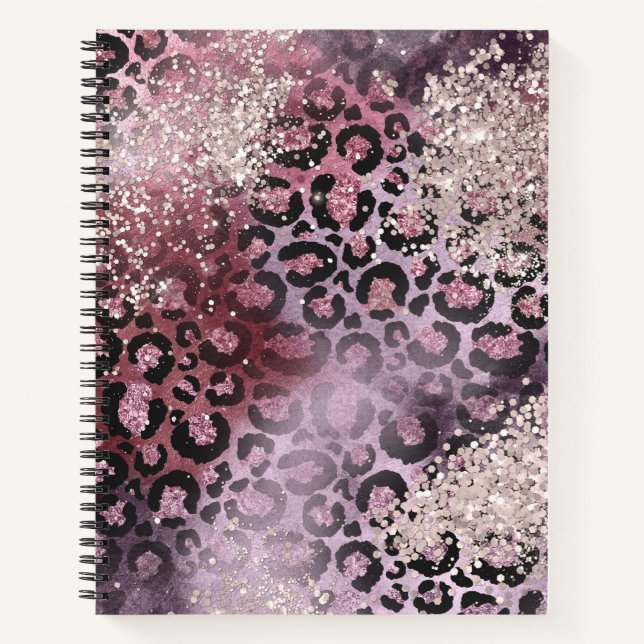 Cuaderno Impresión de leopardo rosa y morado Purpurina (Anverso)