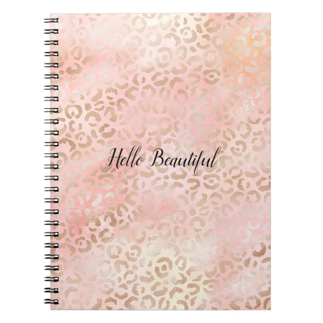 Cuaderno Impresión de leopardo Rubor de oro rosado Girly (Frente)