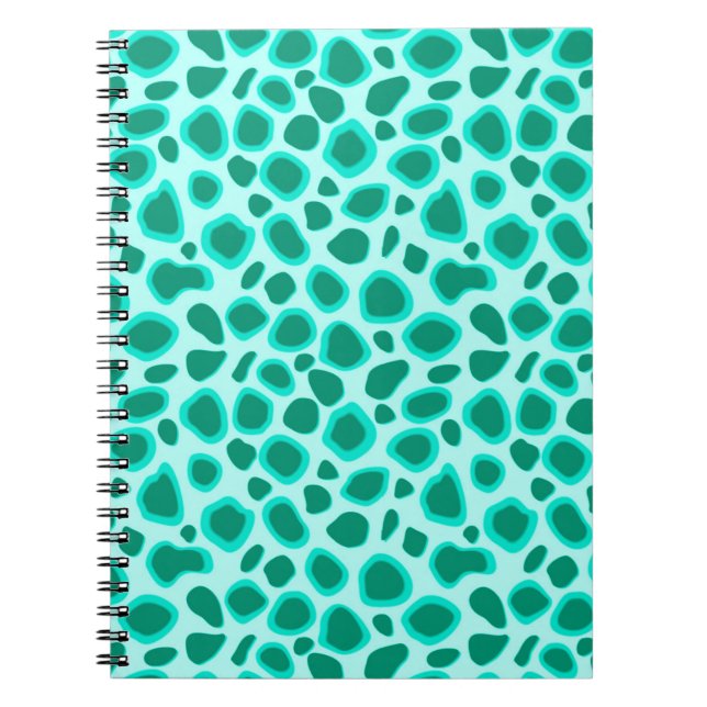 Cuaderno Impresión de leopardo - Turquesa y Aqua (Frente)