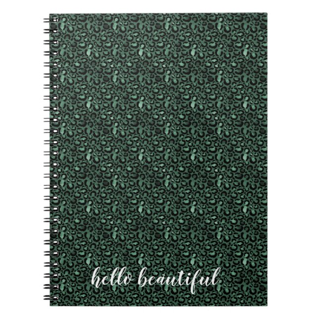 Cuaderno Impresión de Leopardo Verde Esmeralda (Frente)