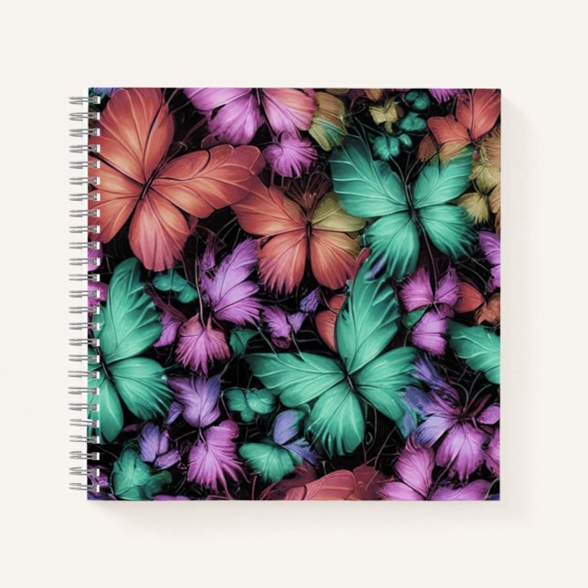 Cuaderno Impresión de mariposas coloridas (Anverso)