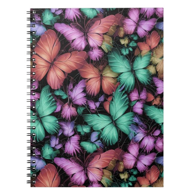 Cuaderno Impresión de mariposas coloridas (Frente)