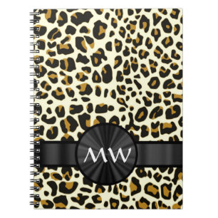 Cuaderno Impresión de monograma y leopardo