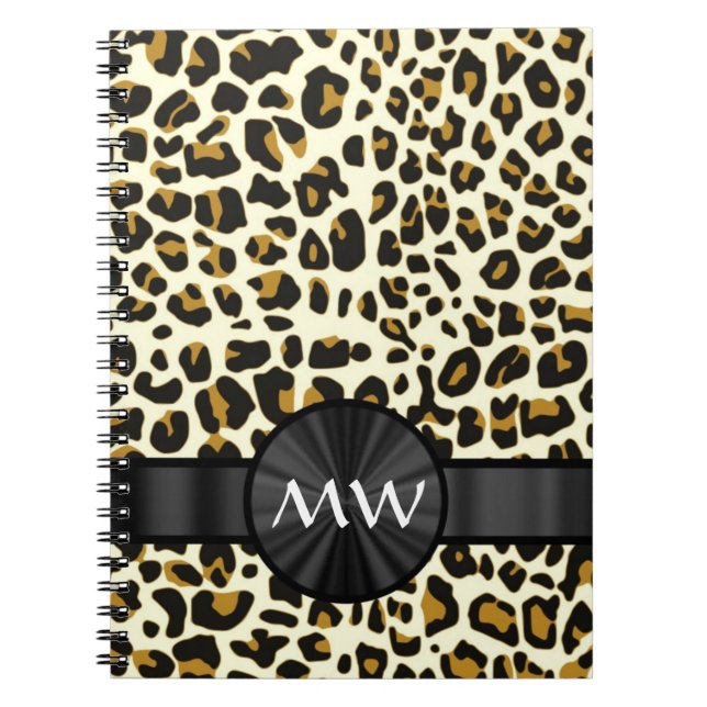 Cuaderno Impresión de monograma y leopardo (Frente)