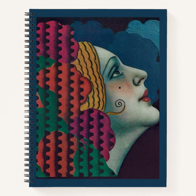 Cuaderno impresión de mujer art déco circa 1930 (Anverso)