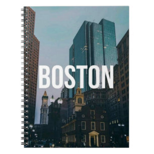Cuaderno Impresión de paisaje urbano vintage de Boston - Ar