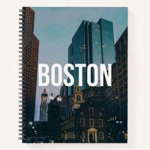 Cuaderno Impresión de paisaje urbano vintage de Boston - Ar