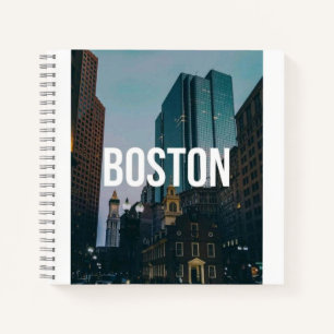 Cuaderno Impresión de paisaje urbano vintage de Boston - Ar