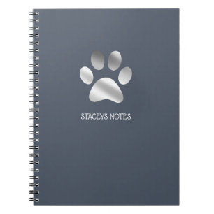 Cuaderno Impresión De Papas Azul Dusto Y Plata