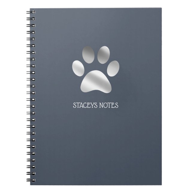Cuaderno Impresión De Papas Azul Dusto Y Plata (Frente)